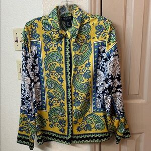 Rachel Zoe Yellow and Blue Paisley Blouse